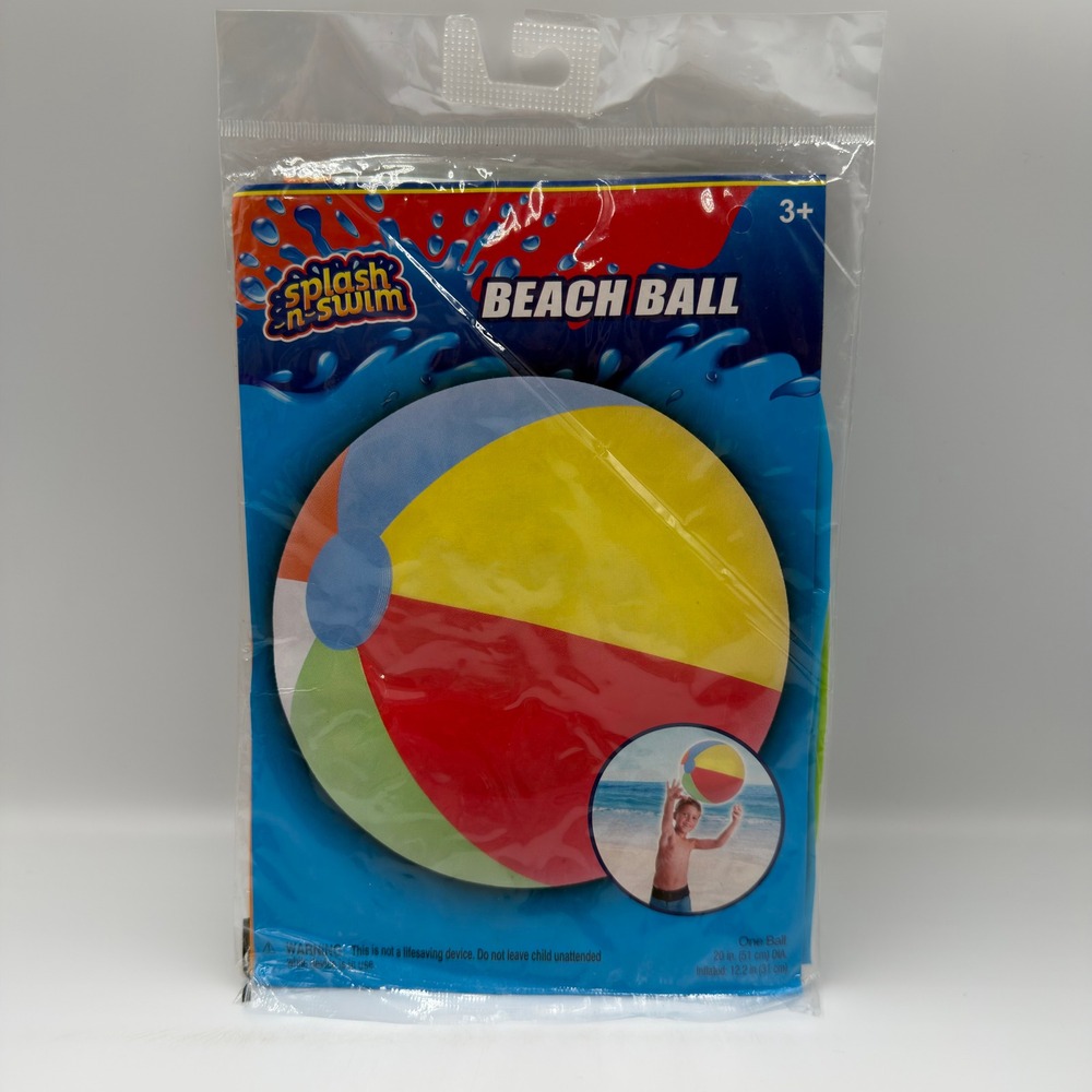 Splash n Swim Beach Ball Multi Color Inflatable Pool Toy 20 Inch 177672 NEW